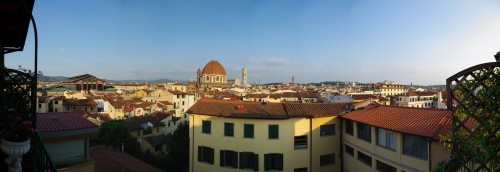 Panoramic view from hotel balcony in Florence, Italy