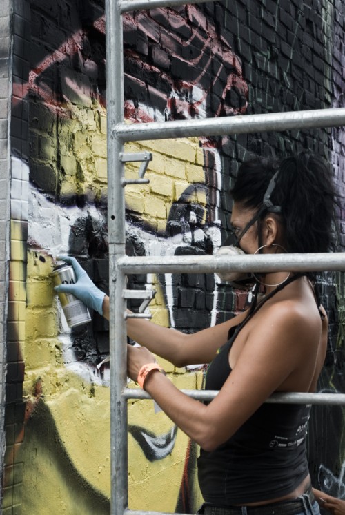 Graffiti artist tagging in Under Pressure 2010 in Montréal, Quebec