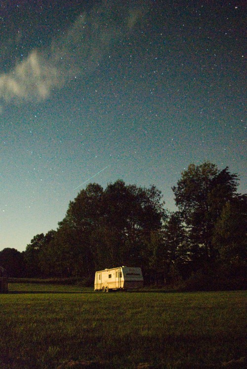 RV at night in Vermont