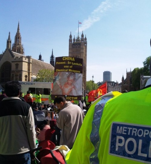 Protest outside Parliament in London, England. Photo by David S