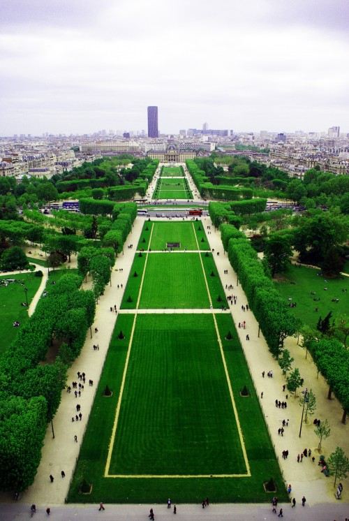 Going up the Eiffel Tower in Paris, France